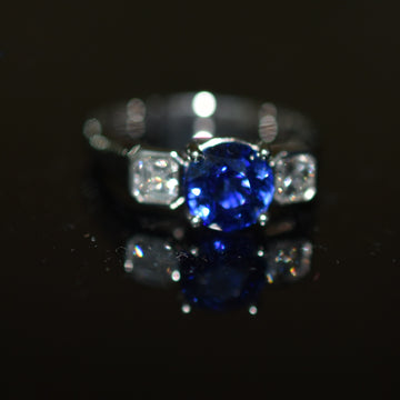 GIA Certified Ceylon Sapphire with Diamond in 18KWG
