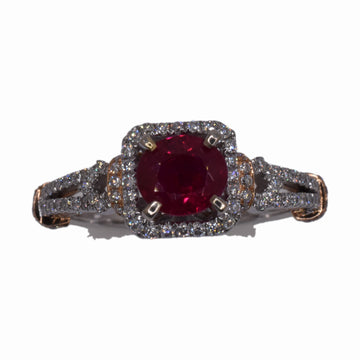 GIA Certified Ruby and Diamond Ring in 18KTT