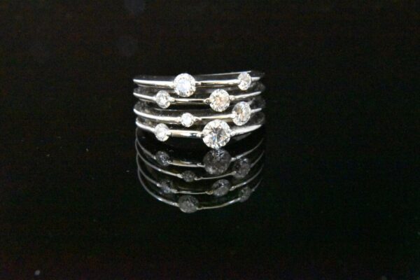 Diamond ring, multi-band, sparkly.