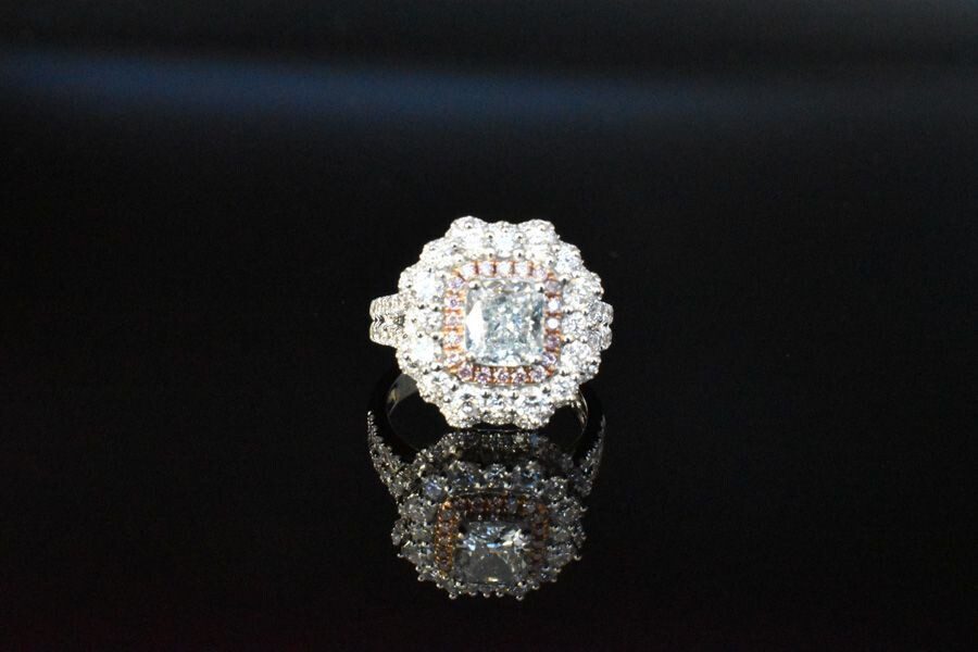 Double halo diamond engagement ring.