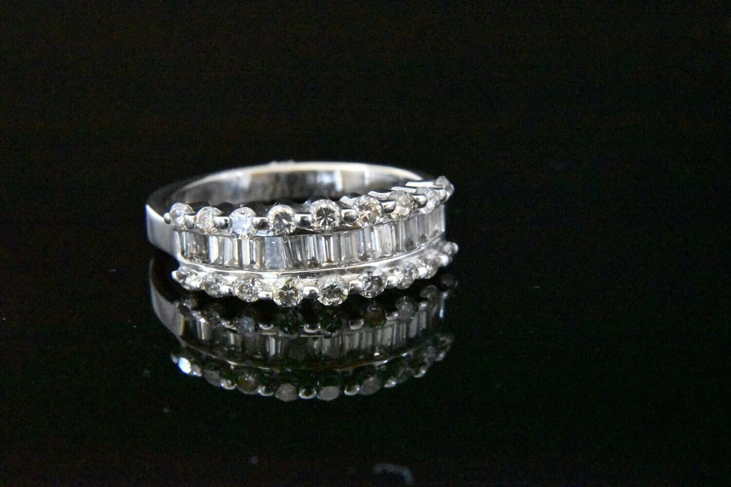 Double-row diamond eternity band ring.