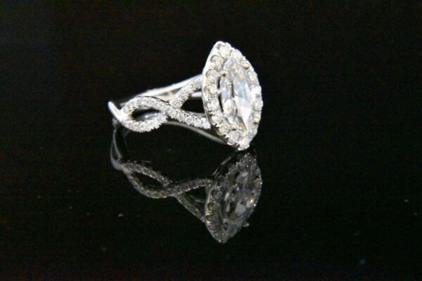 Diamond marquise ring with infinity band.