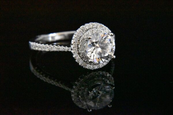 Double halo diamond engagement ring.