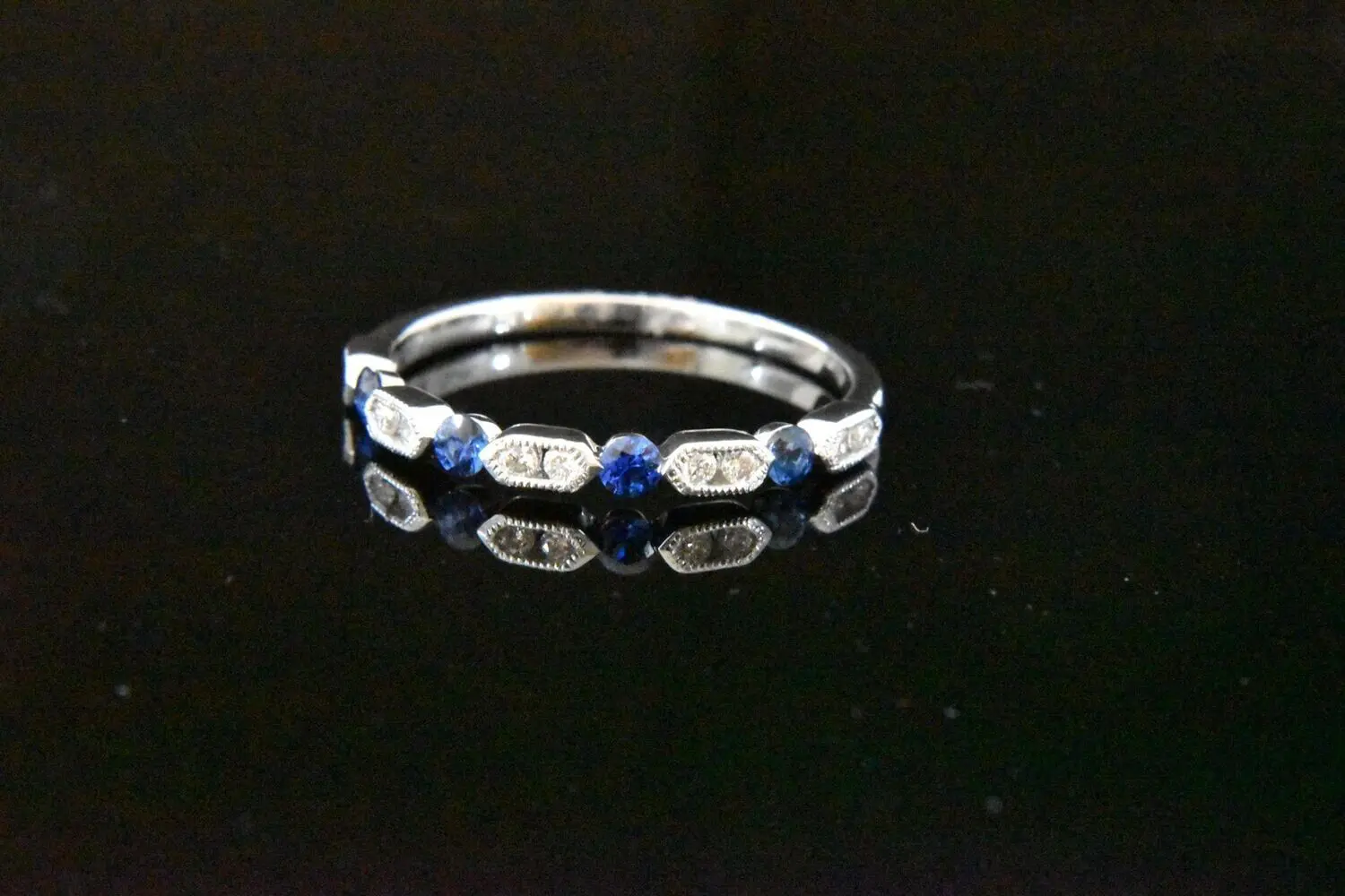 Sapphire and diamond eternity band.