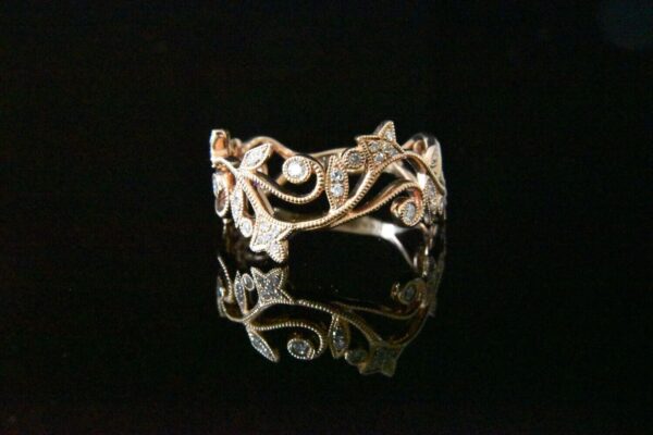 Rose gold diamond vine ring.