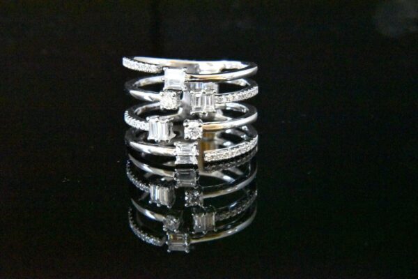 Diamond ring with multiple bands.