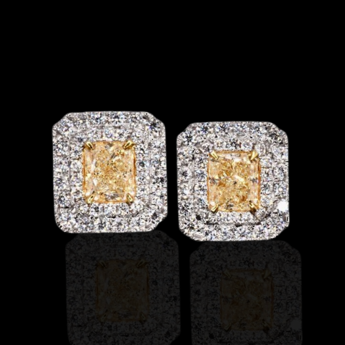 Fancy yellow diamond earrings.