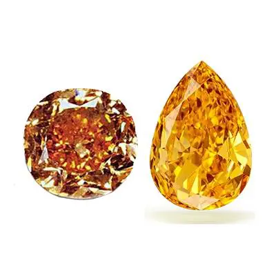 A brown and yellow diamond are next to each other.